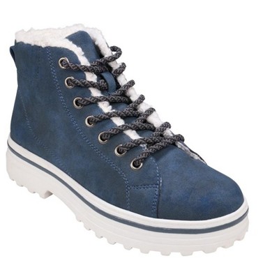 GC Shoes Justine Fur Rimmed Lace Up Ankle Booties