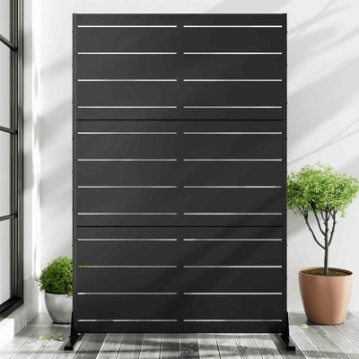 Lirago Metal Outdoor Privacy Screen Freestanding Patio Decorative Screens - 72"x47",Black