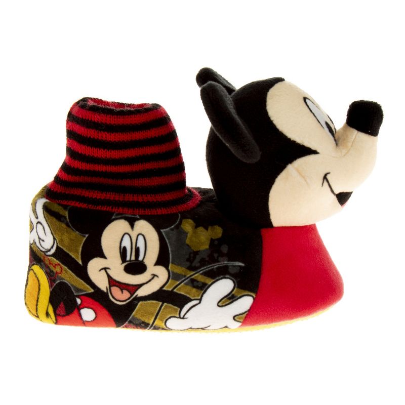 Disney Mickey Mouse 3D Slippers - Kids Cozy Plush Fuzzy Lightweight Warm Comfort Soft House Shoes - Mickey red/black (size 5-12 Toddler - Little Kid), 3 of 9