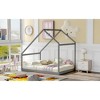 Full Size Wooden House Bed with Roof and Sturdy Pine Frame - 3 of 4