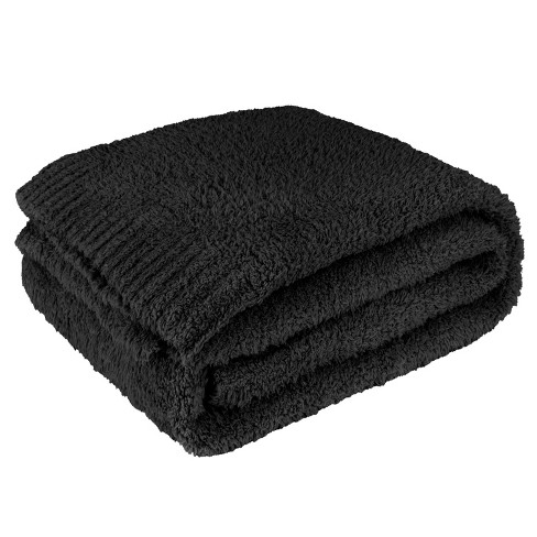 Pavilia Plush Knit Throw Blanket For Couch Sofa Bed, Super Soft Fluffy  Fuzzy Lightweight Warm Cozy All Season, Black/twin - 60x80 : Target