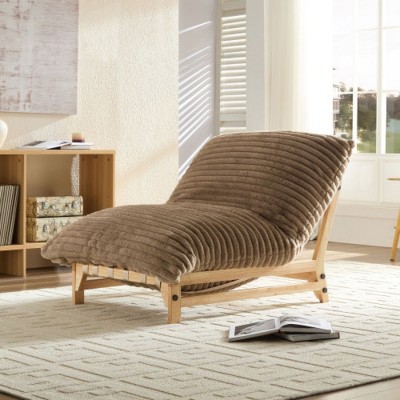 Modern Corduroy Chaise Lounge Chair with Wood Frame, Comfy Sleeper Sofa Chair with Soft Cushion for Bedroom or Living Room – The Pop Home