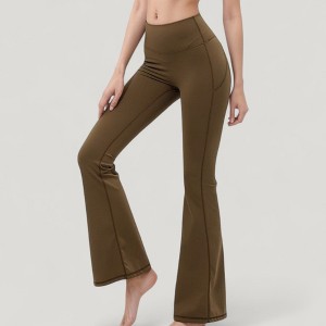 Anna-Kaci Active Women's High Waist Flare Yoga Pants with Seam Detailing - 1 of 4