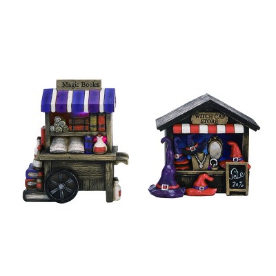 Transpac Resin 7 in. Multicolor Halloween Light Up Witch Shop Set of 2