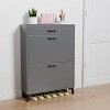 Acekool Shoe Cabinet, Slim 2 Flip Drawer MDF Shoe Organizer with Top Drawer, Anti-Tip, Space-Saving Storage - 3 of 4