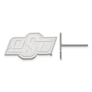 Black Bow Jewelry 14k White Gold Oklahoma State Cowboys NCAA Post Earrings - 1 of 3