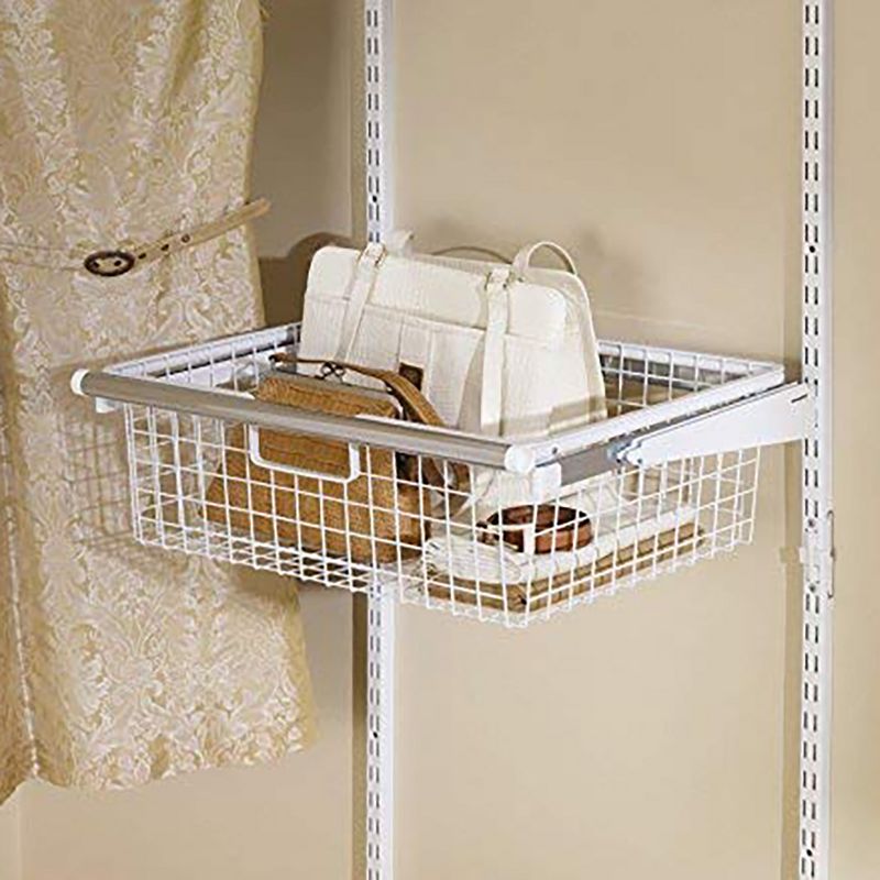 Rubbermaid Portable Metal Wire Sliding Hanging Storage Basket for Closet Organizer Kits, White, 5 of 7