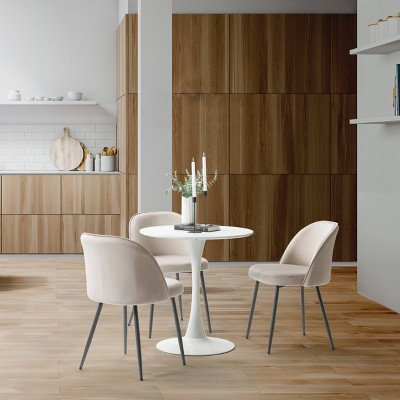 Greige Velvet & Matte Grey Metal Upholstered Side Chair