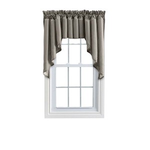 Ellis Stacey Lined 3" Rod Pocket High Quality Fabric Solid Color Window Swag Set Grey - 1 of 4
