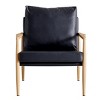 Cooper Faux Leather Accent Chair with Thick Seat Cushion, Oak Metal Legs Armchair for Living Room, Bedroom, Indoor Furniture - Maison Boucle - 4 of 4