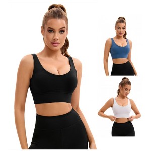 INSPIRE CHIC 3 Pcs Women's U Back V-Neck Padded Workout Crop Top with Built in Bra Sports Bras - 1 of 4