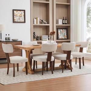 Modern Fabric Dining Chairs, Upholstered Kitchen Chairs with Hardwood Frame, Wood Legs, Nailhead Trim - 1 of 4
