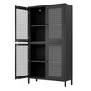 Homy Casa Metal Storage Cabinet with 4 Glass Doors, Tall Display Organizer with Adjustable Shelves, Black - 2 of 4