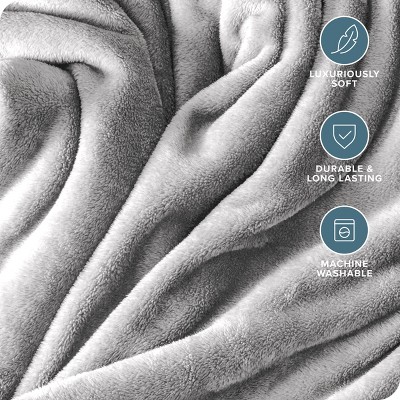 Light Grey Microplush Fleece Throw Blanket for All Seasons