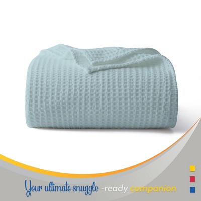 Color Sense 100% Cotton Warm & Cozy Super Soft Antimicrobial Waffle Weave Blanket