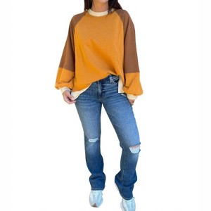 Women's Color Block Terry Knit Pullover Top - Easel - 1 of 3