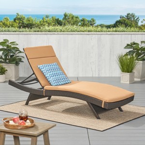Christopher Knight Home Salem Outdoor Wicker Armless Adjustable Chaise Lounge with Cushion - 1 of 4