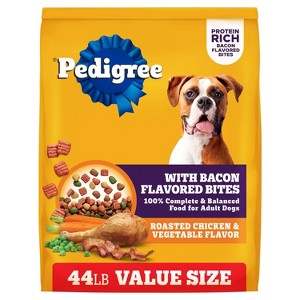 Pedigree Roasted Chicken Flavor with Bacon Bites Adult Dry Dog Food - 1 of 4