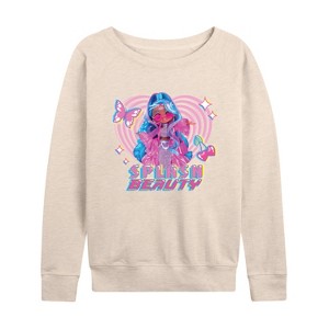 Women's - LOL Surprise! - Splash Beauty w/ Butterflies & Hearts Lightweight French Terry Wide Neck Long Sleeve Shirt - 1 of 4