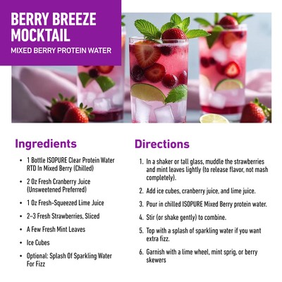 Isopure Ready to Drink Mixed Berry 15g Clear Protein Water with Electrolytes - 4pk/20 fl oz