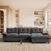 104" Tufted Chenille Upholstery L-Shaped Sectional Sofa with Pull-Out Armrest, Dual USB Ports, Cup Holder, Storage Ottoman, Side Pockets, - 2 of 4