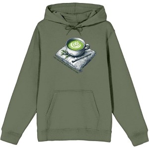 Matcha Teacup I Only Love My Bed and Matcha Adult Long Sleeve Hoodie - 1 of 2