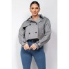 Slickblue Women's Cropped Trench Coat with Buckled Cuffs, Double Breasted Notch Collar, Black-White/Camel, Size S-L - 2 of 4