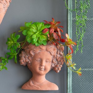 NAYSAYE Planter Greek Style Cement Head Bust Planter Classical Design for Indoor Outdoor Garden, Brown, 7.9"*3.9"*9.1" - 1 of 4