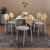 LeisureMod Velvet Dining Chair with Rattan Back, Set of 2 Side Kitchen Chair with Stainless Steel Base Euston Collection - 4 of 4