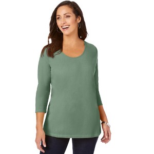 Jessica London Stretch Cotton Scoop Neck Tee - 1 of 4