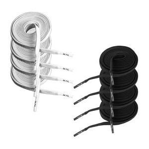 EZ Stretch slip on shoe laces pair, Elastic flat stretchy shoe laces, White & Black - 1 of 4