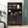 Tangkula Kitchen Pantry Storage Cabinet Kitchen Hutch w/ LED lights & Power Outlet Dark Brown - image 3 of 4