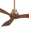Casa Vieja 52" Delta Modern Indoor Ceiling Fan 3 Blade Remote Control Soft Brass Finish Brown Walnut Finish Blades Bedroom Living Room DC Motor - 3 of 4