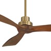 Casa Vieja 52" Delta Modern Indoor Ceiling Fan 3 Blade Remote Control Soft Brass Finish Brown Walnut Finish Blades Bedroom Living Room DC Motor - image 3 of 4