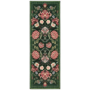 2'x6' Washable Botanical Floral Print Living Room Rugs Retro Accent Vintage Throw Carpet for Bedroom Dining Room, Green - 1 of 4