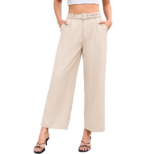 Wide Leg Pants Woman Stretchy Work Dress Pants Women Trendy Business Casual  Outfits Comfort Fit Slacks Trousers,beige,L : Target