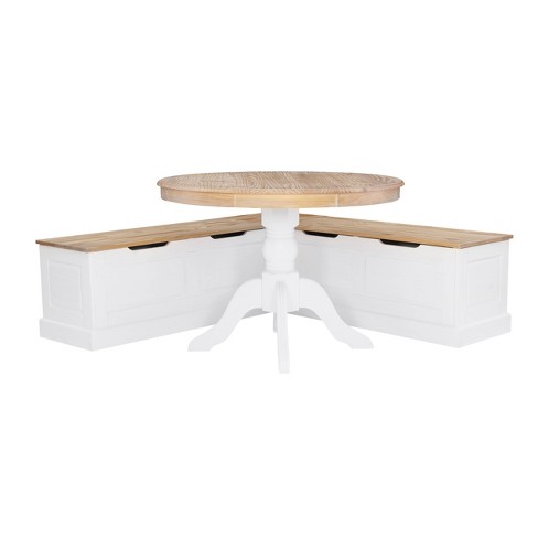 Tobin Corner Breakfast Nook Set, White - Linon KNK163WHTABCU