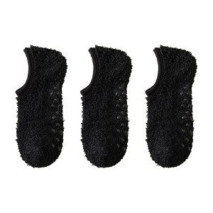 Anna-Kaci Men's 3-Pack Fuzzy Grip Socks Low Cut Non-Slip Indoor Slipper Lounge Fit - 1 of 4