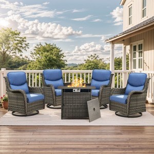 Gymojoy  Outdoor 5 Inch Gliders Chairs with Fire Pit Table Patio Funiture - 1 of 4