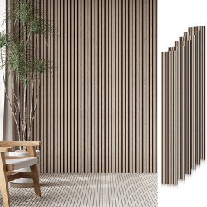 SMARTSTANDARD 94.09 in. x 7.87 in. x 0.9 in. Slat Wood Acoustic Sound Absorbing 3D Decorative Wall Paneling, 6-Pack - 1 of 4