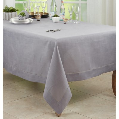 Slate Hemstitched Border Rectangular Fabric Tablecloth, 70" x 160"