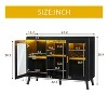Black Decorative Storage Cabinets with LED and Storage Shelves , Home Coffee Cabinet with Glass Rack - Maison Boucle - 4 of 4