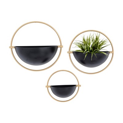 14.75" 3pc Contemporary Metal Planter Pots - Olivia & May