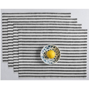Solino Home Linen Stripe Placemats, 14 x 19 Inches Set of 4 | Amalfi - 1 of 4
