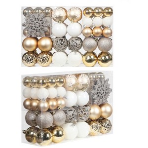 Aoibox 86pcs Shatterproof Christmas Ball and Snowflake Ornament Set Champagne Gold Assorted Holiday Tree Decorations with Gift Package - 1 of 4