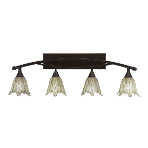 Toltec Lighting Bow 4 - Light Vanity in  Bronze with 7" Vanilla Leaf Shade - 1 of 1