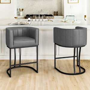 Arceso 26 Inch Counter Height Bar Stool Set of 2, Modern Barrel Counter ...
