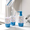3pc Confetti Dot Kids' Bathroom Accessories Set - Allure Home Creations: Multicolored Plastic Set with Dispenser & Holder - 2 of 3
