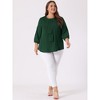 Agnes Orinda Women's Plus Size Stylish Tie Neck 3/4 Ruffle Sleeves Work Office Blouses - 3 of 4