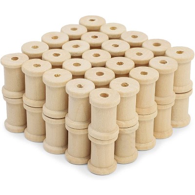 50 Pack Wood Spools 1" x 3/4", Splinter-Free Wooden Thread Spools for Unfinished DIY Wood Craft Projects and Wire Sewing
